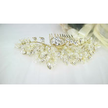 Acessórios para o cabelo de noiva feitos à mão de cristal pérola cocar de cabelo de noiva para mulheres